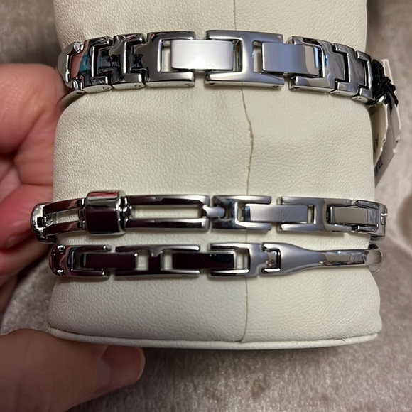 Anne Klein three-piece silver watch and bracelet set with crystals and gift box main image 5